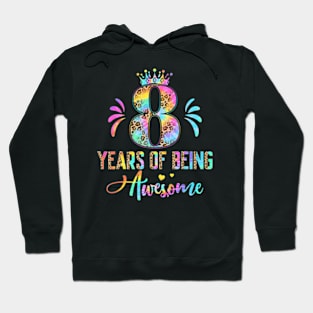 Kids Eight Year Old Rainbow 8Th Birthday Leopard For Girls 8 Hoodie